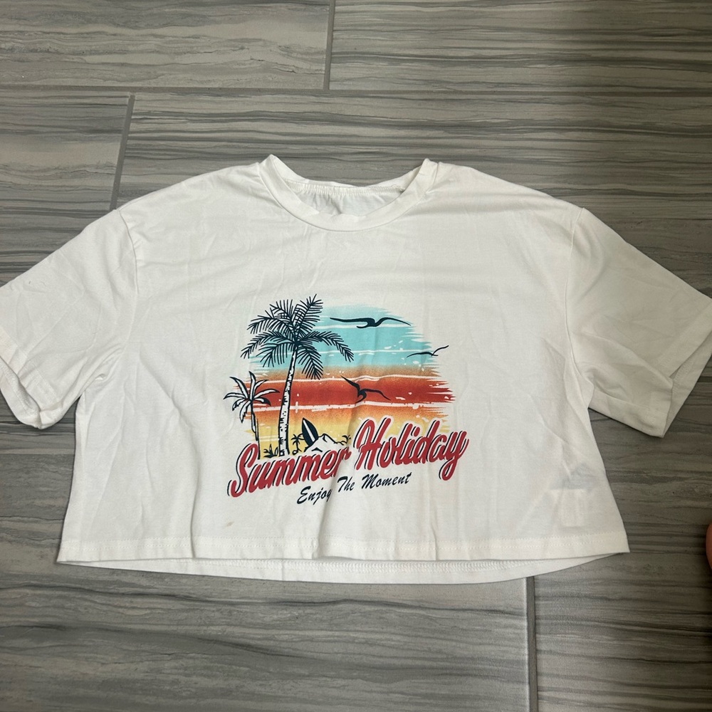 White cropped shirt